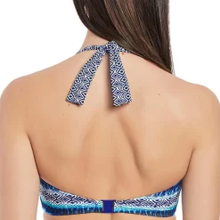 Haut De Maillot De Bain Bandeau Twisté à Armatures Imprimé - Bleu | 3 SUISSES