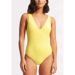 Seafolly Maillot De Bain 1 Pièce Plongeant - Jaune | 3 SUISSES