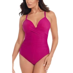 Maillot De Bain 1 Pièce Plongeant Violet Miraclesuit | 3 SUISSES